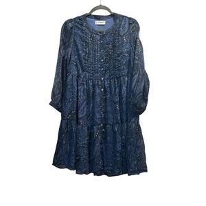 Lucky Brand Navy Paisley Tiered Midi Dress